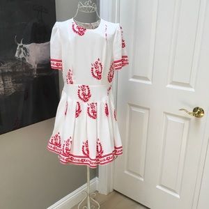 NWOT Brilliant White Midi Dress & red detailing